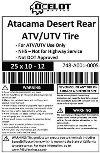 25 x 10-12 Ocelot Atacama Desert Rear ATV/UTV Tire in Saudi Arabia