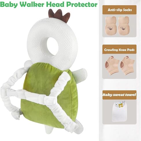 Baby Head Protector Backpack, Adjustable Baby Head Protection Backpack with Baby Knee Pads for Walking & Crawling, Soft, Breathable and Wearing Safety Baby Head Protector - Pink Butterfly in Saudi Arabia