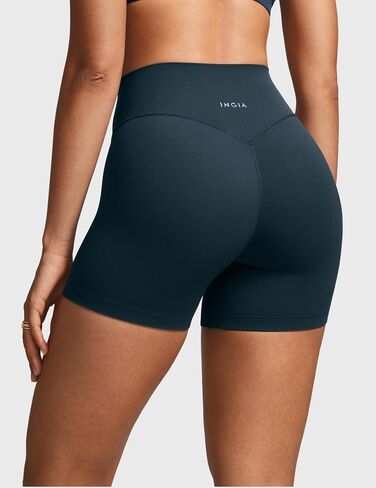 Womens High Waist No Front Seam Biker Shorts 4 Inches Running Volleyball Spandex Yoga Gym Workouts in Saudi Arabia
