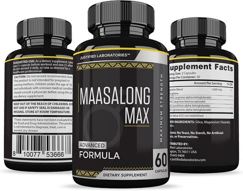 المختبرات المبررة (3 حزمة Maasalong Max 1600mg صحة الرجال Masalong Formula 180 كبسولات in Saudi Arabia
