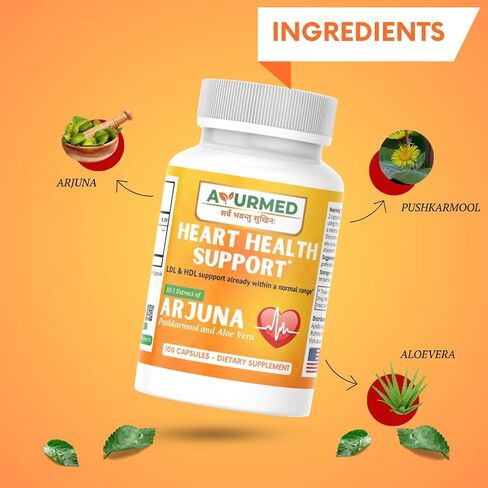 ملحق Arjuna Herbal - 100 كبسولة: مكونات القلب والأوعية الدموية ، مع Arjuna ، Pushkarmool ، Aloe Vera in Saudi Arabia