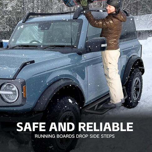 for Jeep JK Running Boards Drop Side Steps Compatible with 2007-2018 Jeep Wrangler JK 2 Doors, Heavy-Duty Steel Nerf Bars Step Plates Rock Sliders Rails (Off-Road, Black) in Kuwait