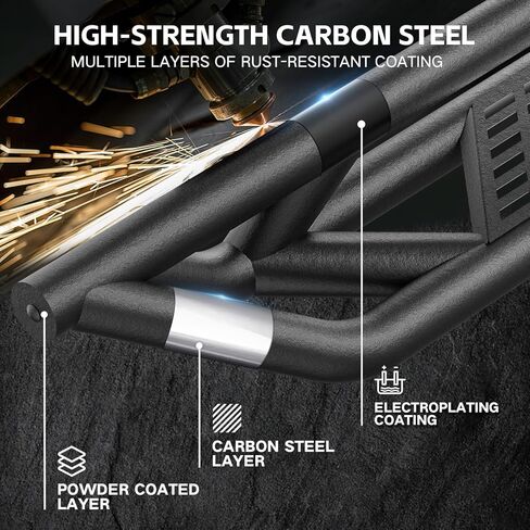 for Jeep JK Running Boards Drop Side Steps Compatible with 2007-2018 Jeep Wrangler JK 2 Doors, Heavy-Duty Steel Nerf Bars Step Plates Rock Sliders Rails (Off-Road, Black) in Kuwait