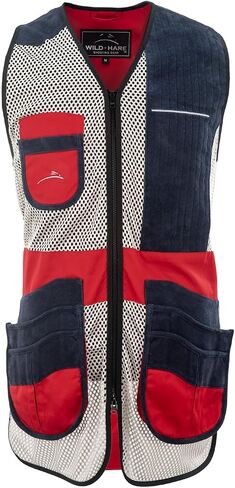 Wild Hare Shooting Gear Competition Sporting Vest, Suede Leather, Red/White/Blue in Saudi Arabia