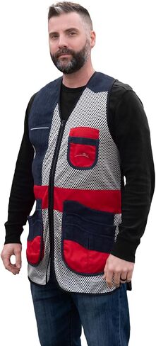 Wild Hare Shooting Gear Competition Sporting Vest, Suede Leather, Red/White/Blue in Saudi Arabia