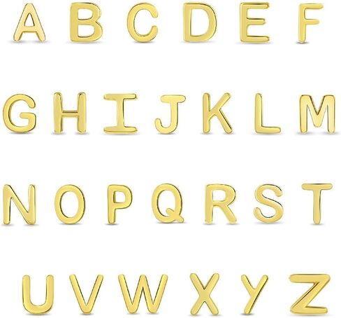 14k Yellow Gold Tiny Initial Letter 'A' Screw Back Earrings For Toddlers & Preteens - Extra Small Initial Letter Earrings For Baby Girls - Personalized Accessories in Saudi Arabia