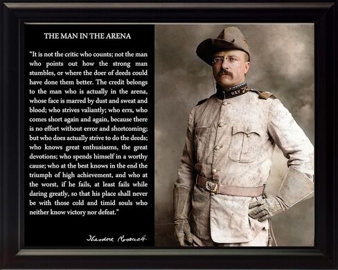 Theodore Roosevelt "Man in the Arena" اقتباس - 8x10 Print Print - Inspirational Wall Art - Teddy in Mone in Kuwait