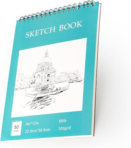 9"x12" Sketch Book, 1 Pack 100 Sheets Spiral Bound Art Sketchbook, Premium Sketch Paper, Acid Free (68lb/100gsm) Art Sketchbook Artistic Drawing Painting Writing Paper Pad in Saudi Arabia