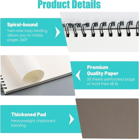 9"x12" Sketch Book, 1 Pack 100 Sheets Spiral Bound Art Sketchbook, Premium Sketch Paper, Acid Free (68lb/100gsm) Art Sketchbook Artistic Drawing Painting Writing Paper Pad in Saudi Arabia