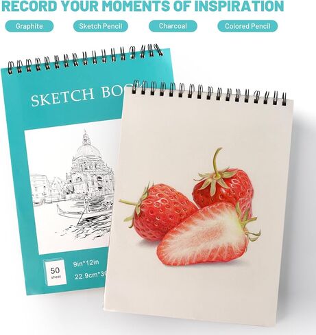 9"x12" Sketch Book, 1 Pack 100 Sheets Spiral Bound Art Sketchbook, Premium Sketch Paper, Acid Free (68lb/100gsm) Art Sketchbook Artistic Drawing Painting Writing Paper Pad in Saudi Arabia