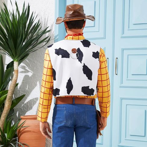 PAINEOMN Woody Shirt for Men Woody Vest Cowboys Halloween Cosplay Costume Adult Long Sleeves Plaid Button Down Shirt in Saudi Arabia