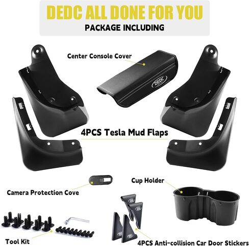 2024 Upgrade Silicone Accessories Mud Flaps [OEM-Designed] [No Drilling Required] [Include Install Tools] All-Weather Mud Splash Guards Compatible for Tesla Model Y 2024-2019,Black(11pcs) in Saudi Arabia