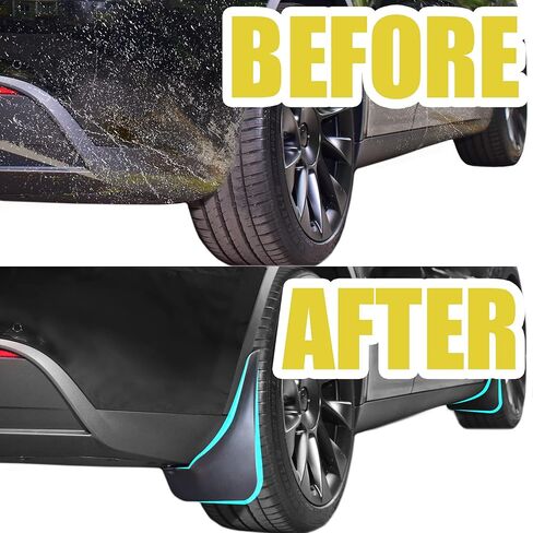 2024 Upgrade Silicone Accessories Mud Flaps [OEM-Designed] [No Drilling Required] [Include Install Tools] All-Weather Mud Splash Guards Compatible for Tesla Model Y 2024-2019,Black(11pcs) in Saudi Arabia