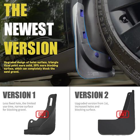 2024 Upgrade Silicone Accessories Mud Flaps [OEM-Designed] [No Drilling Required] [Include Install Tools] All-Weather Mud Splash Guards Compatible for Tesla Model Y 2024-2019,Black(11pcs) in Saudi Arabia