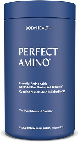 أقراص BodyHealth PerfectAmino (زجاجة سفر 150 قيراط بالإضافة إلى 30 قيراط)، جميع الأحماض الأمينية الأساسية الثمانية مع BCAAs + ليسين، فينيل ألانين، ثريونين، ميثيونين، تريبتوفان، مكمل للتعافي والقوة in Kuwait