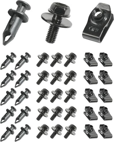 35PCS Car Engine Under Cover Splash Shield Guard Body Bolts Screws,Skid Plate Bolts Screw Kit,Bumper Screws,Engine Splash Shield Screw,Suitable for Most Cars and Sedans Replacement in Saudi Arabia