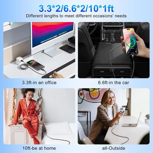 كابلات ساعة ذكية 4 في 1 لساعة Apple Watch / iPhone / Airpods، قاعدة شحن مغناطيسية مع كابل شحن متعدد iWatch بطول 6FT/1.8M مع موصلات iPhone/Type C/Micro لأجهزة الكمبيوتر المحمول/الكمبيوتر اللوحي/الهاتف in Saudi Arabia