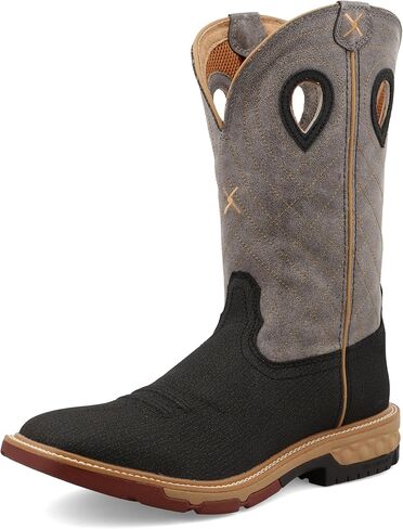 Twisted X Men's 12" Western Work Boot - Safety Alloy Toe Pull-on Boots for MenTan & Burgundy, 7.5 D in Saudi Arabia