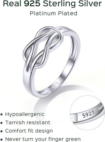 ChicSilver 925 Sterling Silver Rings for Women Love Knot Promise Ring Hypoallergenic Eternity Ring for Women Rings Size 4-12 in Saudi Arabia
