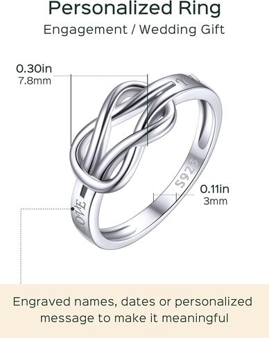 ChicSilver 925 Sterling Silver Rings for Women Love Knot Promise Ring Hypoallergenic Eternity Ring for Women Rings Size 4-12 in Saudi Arabia
