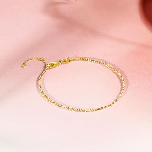 18K Solid Gold Bracelets for Women, Real Pure Gold Dainty Jewelry Gold Red and Pink Cord Chain Bracelet for Ladies Girlfriend Mother Girfriends Couples Lovers Gifts in Kuwait
