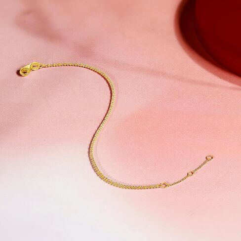 18K Solid Gold Bracelets for Women, Real Pure Gold Dainty Jewelry Gold Red and Pink Cord Chain Bracelet for Ladies Girlfriend Mother Girfriends Couples Lovers Gifts in Kuwait