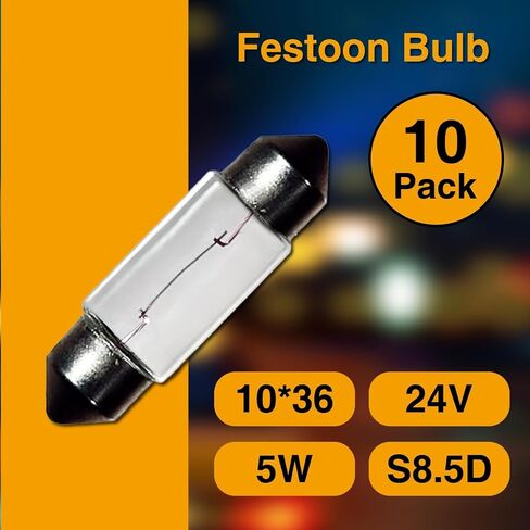 24V 5W 10 Pack Sv8.5-8 T3.25 Halogen Festoon Bulb Fits 44mm Base Sizes Direct Replacement for Car Dome Light,Trunk,Interior Bulb in Saudi Arabia