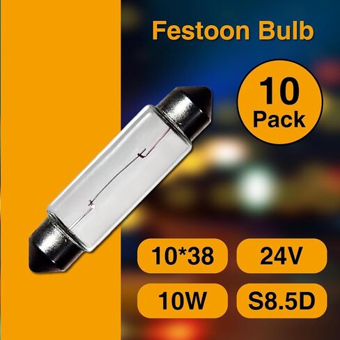 24V 10W 10 Pack Sv8.5-8 T3.25 Halogen Festoon Bulb Fits 44mm Base Sizes Direct Replacement for Car Dome Light,Trunk,Interior Bulb in Saudi Arabia
