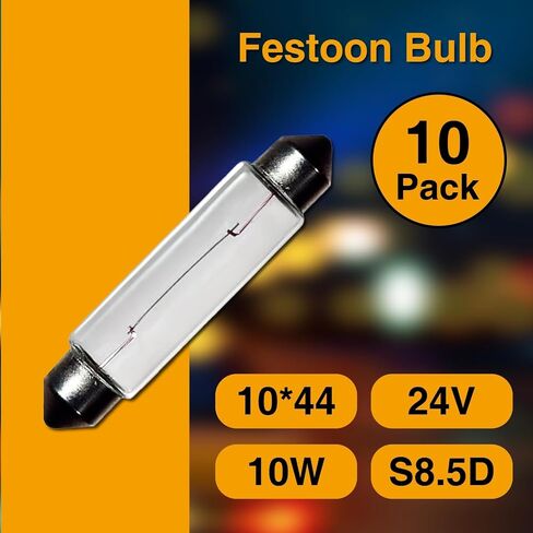 24V 10W 10 Pack Sv8.5-8 T3.25 Halogen Festoon Bulb Fits 44mm Base Sizes Direct Replacement for Car Dome Light,Trunk,Interior Bulb in Saudi Arabia