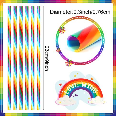 JANYUN 30 Pieces Reusable Plastic Straws BPA-Free 9" Colorful Printing Hard Platic Stripe Drinking Straw for Mason Jar Tumbler Family or Party Use Cleaning Brush Included(Random Pattern) (Straight) in Kuwait