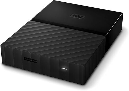 القرص الصلب الخارجي المحمول ماي باسبورت سعة 6 تيرابايت من ويسترن ديجيتال، أسود، يتضمن برنامج نسخ احتياطي مع حماية ضد برامج الفدية وحماية كلمة المرور، متوافق مع USB 3.1/USB 3.0 - WDBR9S0060BBK-WESN in Kuwait