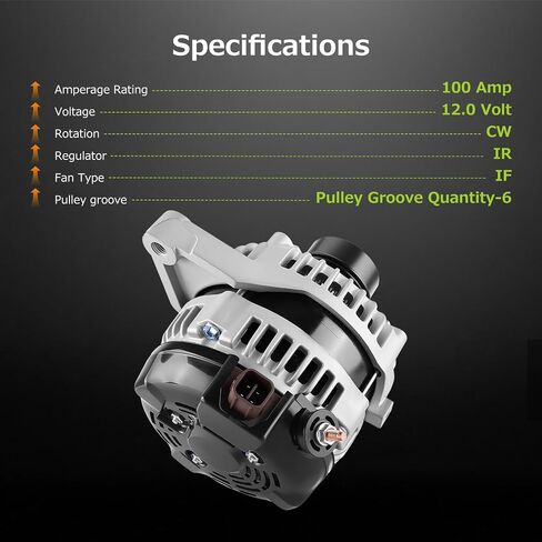 11516 Alternator Compatible for Toyota Camry 2.5L 2010 2011 12V 100AMP CW 4-Pulley Grooves High Output Alternator Replaces# 27060-0V060-84 104210-2650 27060-0V060 in Saudi Arabia