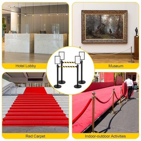12 Pcs Crowd Control Stanchions Set and Stanchion Post Sign Holders Crowd Control Barrier with 8.2 ft Retractable Belt Easy to Assemble Line Dividers Queue Ropes and Poles (Red) in Saudi Arabia