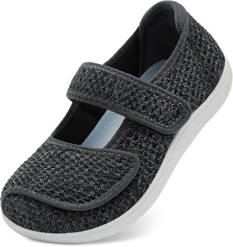 JOINFREE Womens Barefoot Walking Shoes Wide Diabetic Shoes Adjustable Mary Jane Shoes Flats Arthritis Edema Casual Shoes Breathable Slip on Sneakers Indoor Outdoor in Saudi Arabia