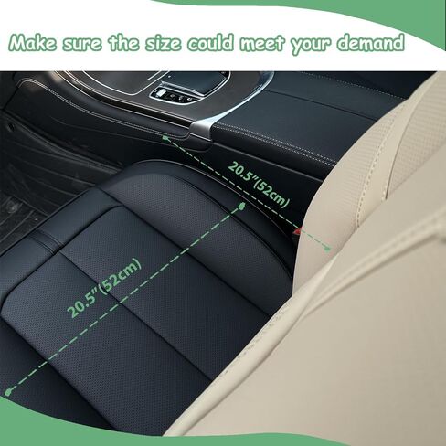 2 Pack Leather Front Car Seat Cover Bottom Only, Anti-Slip Padded Seat Cushion, Full Wrap Seat Protector with Storage Function Universal Fit for Most Cars, SUV, Pick-up Trucks (Beige) in Saudi Arabia