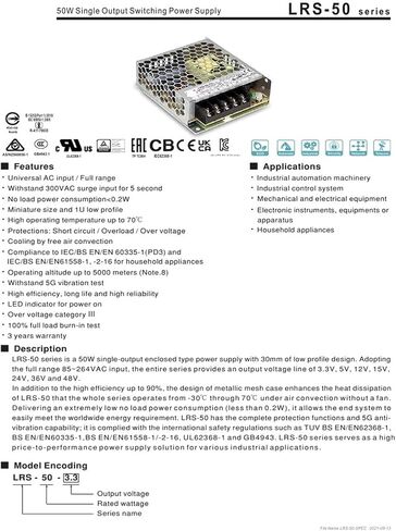 LRS-50-3.3,LRS-50-5,LRS-50-12,LRS-50-15,LRS-50-24,LRS-50-36,LRS-50-48 Power Supply(LRS-50-48V_50W) in Saudi Arabia