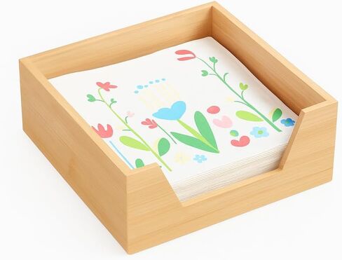 Bamboo Napkin Holder For Table 7.28" x 7.28" x 2.8" - Japanding Design, Multipurpose - Stylish Home Decor Napkin Organizer. in Saudi Arabia