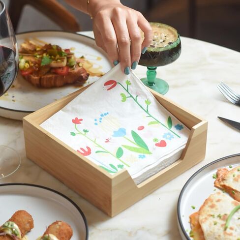 Bamboo Napkin Holder For Table 7.28" x 7.28" x 2.8" - Japanding Design, Multipurpose - Stylish Home Decor Napkin Organizer. in Saudi Arabia