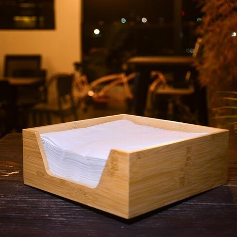 Bamboo Napkin Holder For Table 7.28" x 7.28" x 2.8" - Japanding Design, Multipurpose - Stylish Home Decor Napkin Organizer. in Saudi Arabia