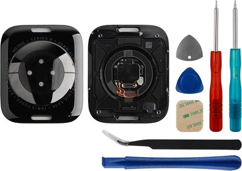 New Back Cover Glass Heart Rate Part Connector +NFC Compatible with A-pple Watch Series 8 45mm (Only for GPS) with Upgraded Repair Tools Kit in Saudi Arabia