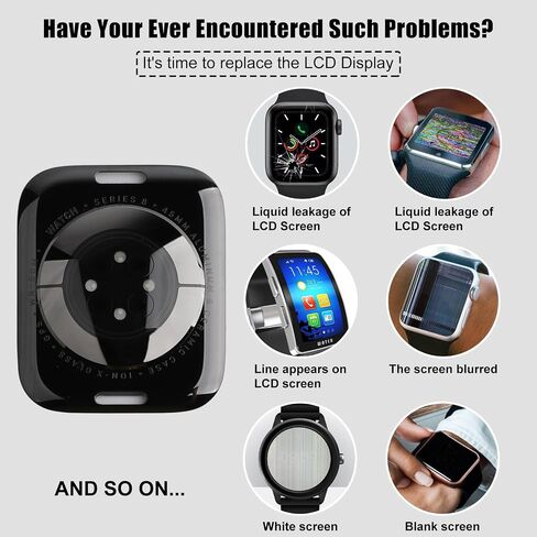 New Back Cover Glass Heart Rate Part Connector +NFC Compatible with A-pple Watch Series 8 45mm (Only for GPS) with Upgraded Repair Tools Kit in Saudi Arabia