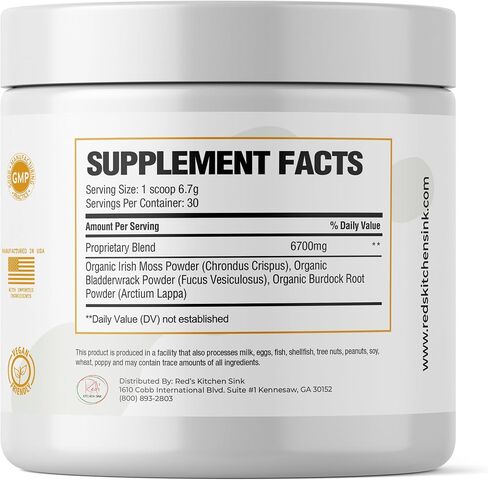 Red's Kitchen Sink Cell Fuel 102: Sea Moss Powder | Organic Sea Moss, Bladderwrack & Burdock Root Herbal Blend - Dr. Sebi Inspired, Organic, 100% Natural - (7oz) in Saudi Arabia
