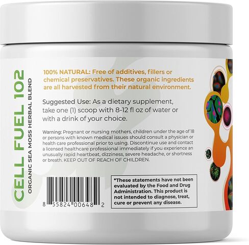 Red's Kitchen Sink Cell Fuel 102: Sea Moss Powder | Organic Sea Moss, Bladderwrack & Burdock Root Herbal Blend - Dr. Sebi Inspired, Organic, 100% Natural - (7oz) in Saudi Arabia