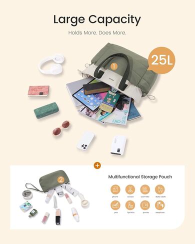 LOVEVOOK Tote Bag for Women with Giant Tumbler Holder Pocket, Puffer Work Travel Laptop Handbag with Zipper for Nurse Teacher in Saudi Arabia