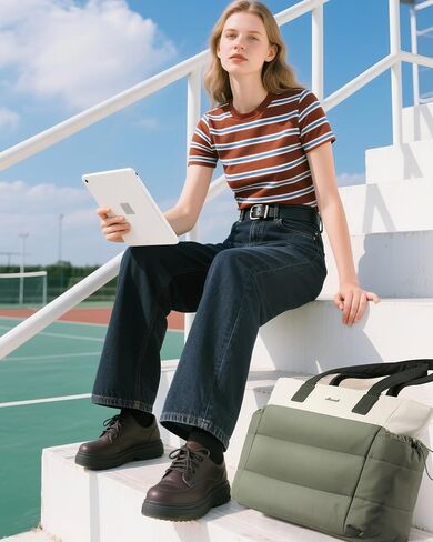 LOVEVOOK Tote Bag for Women with Giant Tumbler Holder Pocket, Puffer Work Travel Laptop Handbag with Zipper for Nurse Teacher in Saudi Arabia