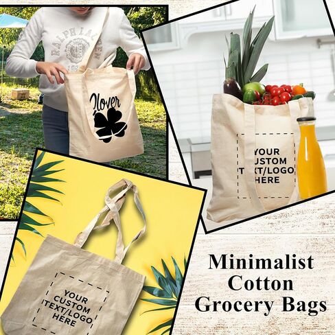 DISCOUNT PROMOS Custom Pristine Cove Canvas Tote with Rope Handles (Set of 100), Personalized Bulk Pack - Beach, Travel, Eco-Friendly - Natural Color, 14.75"X13.5", 12 OZ Cotton, with Zipper in Saudi Arabia