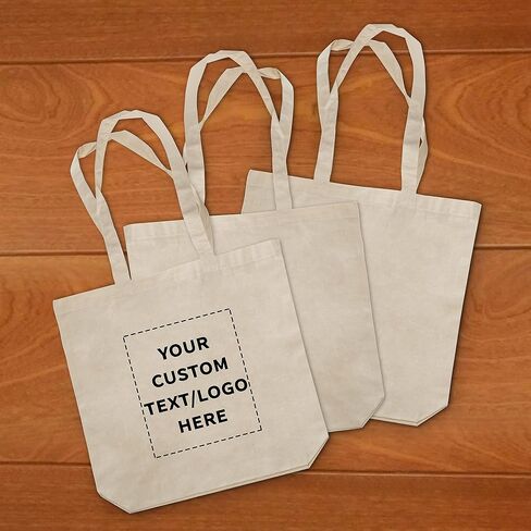 DISCOUNT PROMOS Custom Pristine Cove Canvas Tote with Rope Handles (Set of 100), Personalized Bulk Pack - Beach, Travel, Eco-Friendly - Natural Color, 14.75"X13.5", 12 OZ Cotton, with Zipper in Saudi Arabia