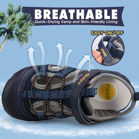 UOVO Boys Sandals Kids Sandals Hiking Athletic Closed-Toe Beach Summer Sandals for Boys Quick-Dry Non-Slip in Saudi Arabia