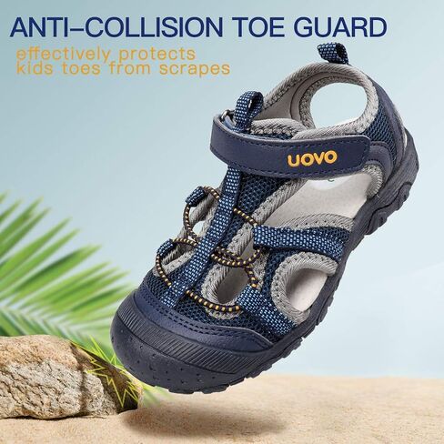 UOVO Boys Sandals Kids Sandals Hiking Athletic Closed-Toe Beach Summer Sandals for Boys Quick-Dry Non-Slip in Saudi Arabia