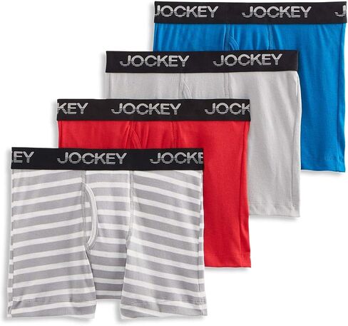 Jockey Boys' Underwear Cotton Blend Boxer Brief - 4 Pack in Saudi Arabia